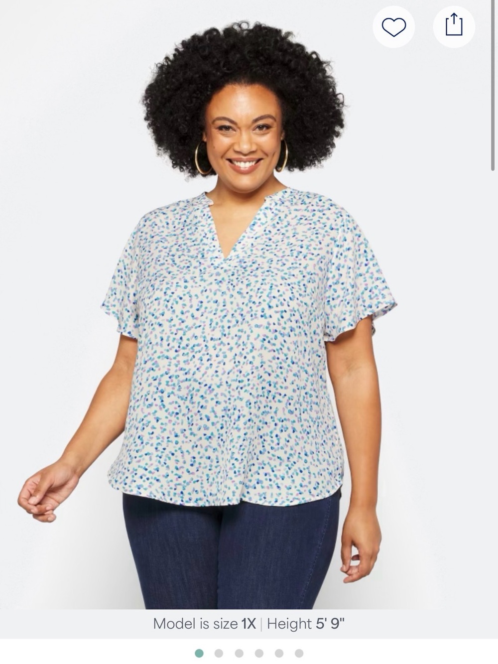 Lush Blue and Aqua Floral V-Neck Flutter Sleeve Blouse